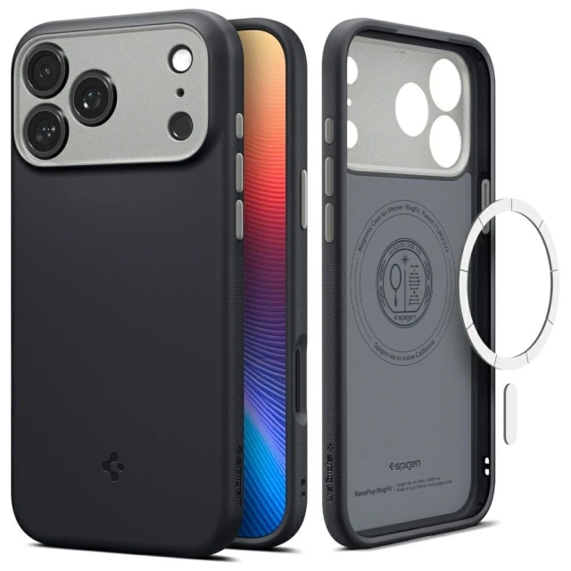 Etui Spigen Nano Pop Mag MagSafe iPhone 17 Pro Max Czarny/Szary