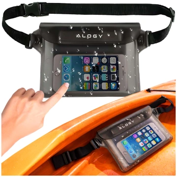 Wasserdichte Tasche Hüfttasche für Telefon Wasserdichte Hülle 21,5 x 23,5 cm Alogy Waterproof Schwarz