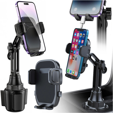 Držák do auta Držák na pohár do auta univerzální na telefon místo pohárku Černý