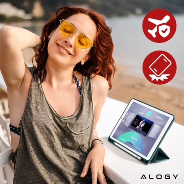 Case for Apple iPad 10.2 9 Gen 8/7 2021/2020/2019 Smart Pencil Case Alogy TPU Tablet Cover Blue Glass