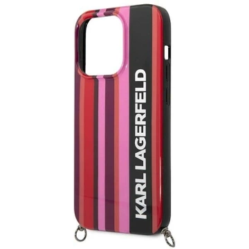 Puzdro na telefón Karl Lagerfeld KLHCP14XSTSTP pre Apple iPhone 14 Pro Max 6,7" pevné puzdro ružové/ružové Color Stripes Strap