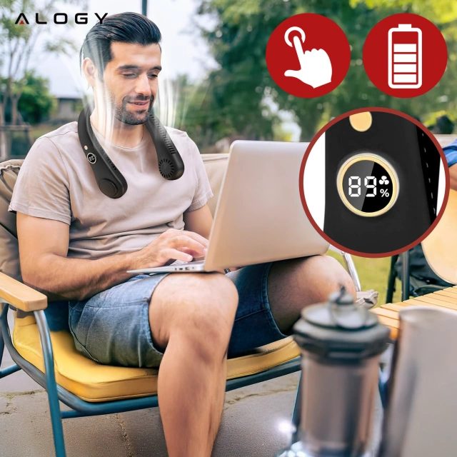 Stolný ventilátor stojaci ventilátor malé obehové čerpadlo s klipom bezdrôtové ručné 500mAh USB-C Alogy White