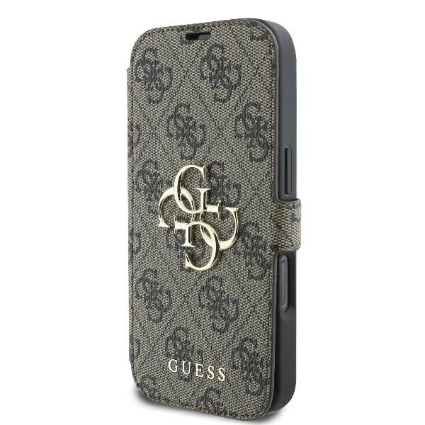 Guess 4G Metall-Logo-Schutzhülle für iPhone 16 Pro Max – Braun