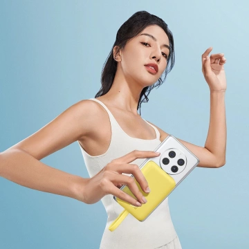 Baseus Magnetic Mini MagSafe 10000mAh 30W Power Bank with Built-in USB-C Cable - Yellow Baseus Simple Series USB-C Cable - USB-C 60W 0.3m