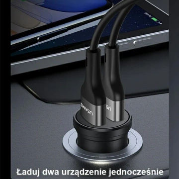 USAMS Nabíjačka do auta 2xUSB 2,4A Mini čierna/čierna CC114TC01 (US-CC114)