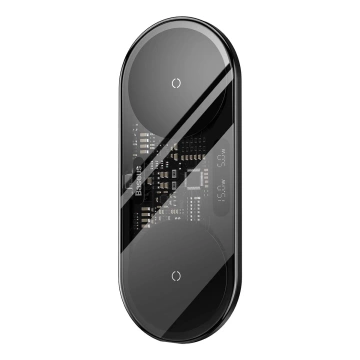 Baseus Digital LED Display duálna bezdrôtová nabíjačka s digitálnym displejom 20W čierna (WXSX010101)