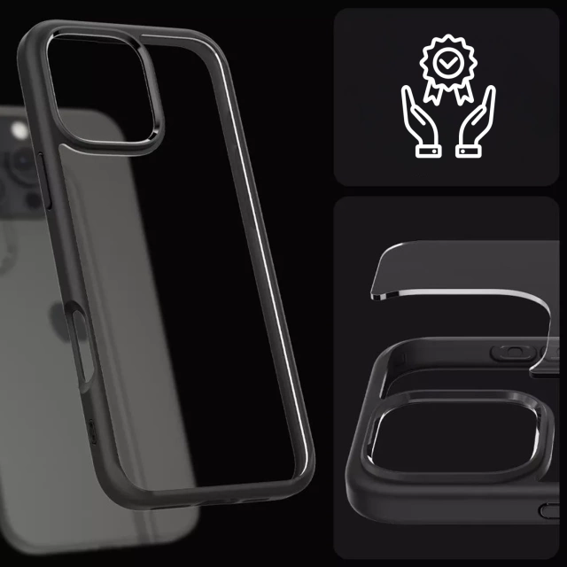 Etui Spigen Ultra Hybrid für Apple iPhone 16 Pro Mattschwarz