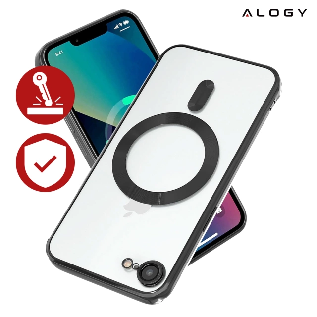 Etui do Apple iPhone 16e Alogy LuxeShield™️ Glamour Luxury Ring obudowa do MagSafe z osłoną aparatów Czarne