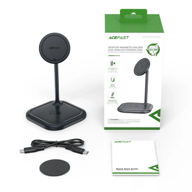 Acefast 15W Qi Wireless Charger for iPhone (with MagSafe) and Apple AirPods Stand Stand Magnetic Holder Gray (E6 Gray)