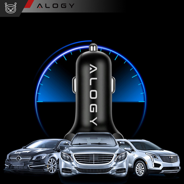 Автомобільний зарядний пристрій 4x USB QC 3.0 66W швидкий потужний для телефону Alogy Car black