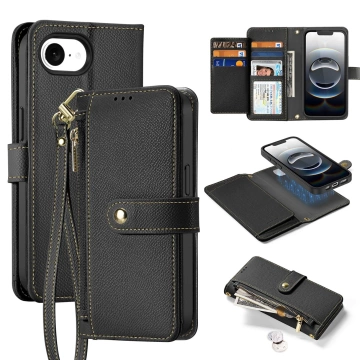 Dux Ducis Lawa Black iPhone 16e Case with Black MagSafe Wallet
