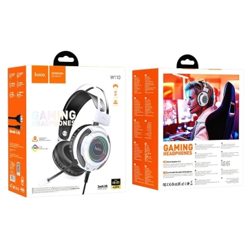 Ігрові навушники Hoco W110 RGB USB Jack 3.5 мм Білі