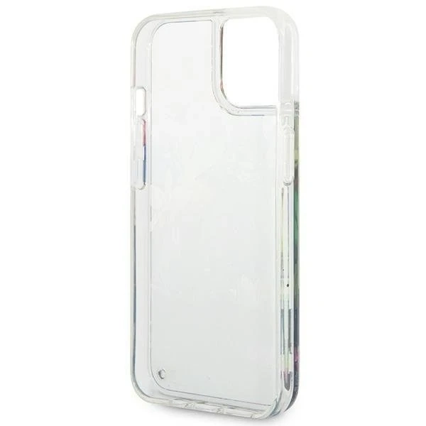 Etui Guess GUHCP14MLFLSB do Apple iPhone 14 Plus 6,7" niebieski/modré pevné puzdro Flower Liquid Glitter