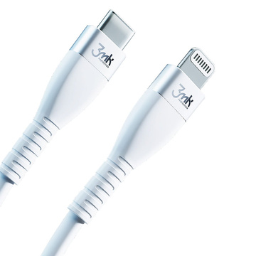 1m 3mk Hyper silikonový kabel kabel USB-C do Lightning 20W 3A MFi bílý