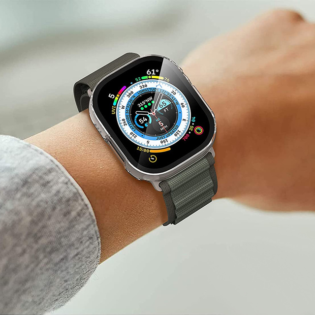 Protective Case with Glass Alogy Protector Case 2in1 Overlay Case for Apple Watch Ultra 49mm Clear