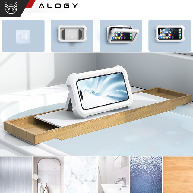 Waterproof case for 4-7" phone shower Holder Case case stand Alogy Waterproof White