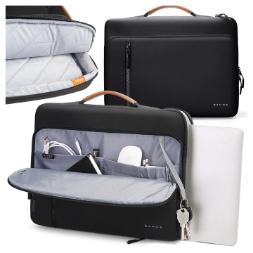 Bange waterproof laptop bag for up to 14" travel 34x26x3.5 cm for work, plane, men's, women's with handle Black