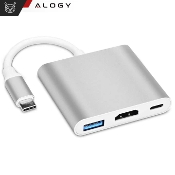 Перехідник HUB 3in1 Alogy adapter USB-C 3.0 HDMI USB-A Silver