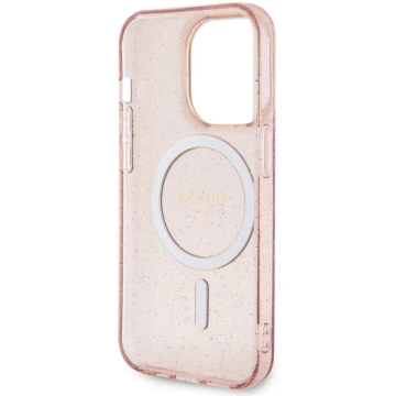 Guess GUHMP14XHCMCGP phone case for Apple iPhone 14 Pro Max 6.7" pink/pink hardcase Glitter Gold MagSafe