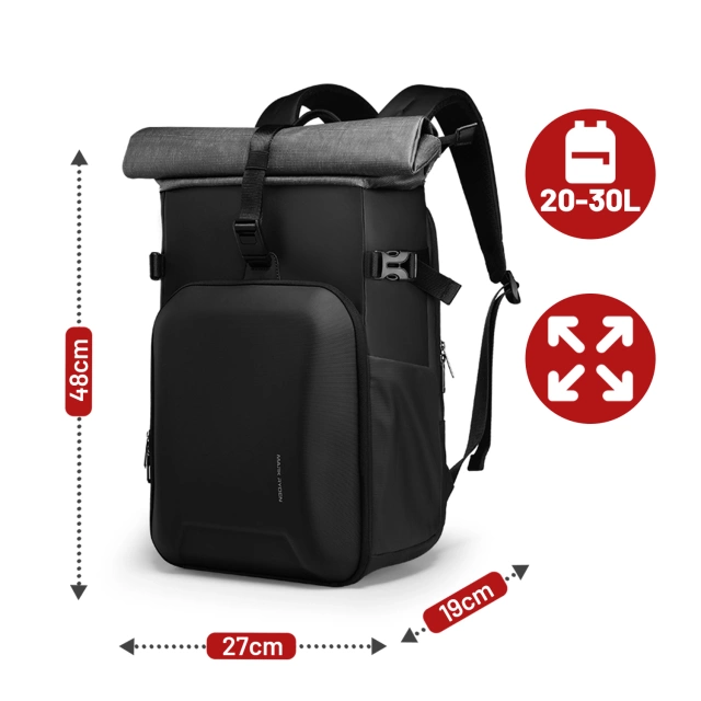 Mark Ryden Camera and Gear Backpack, Waterproof, 30L Capacity, Impact Resistant EVA, with Compartments for Accessories and a 15.6" Laptop (48×27×19 cm) – Black