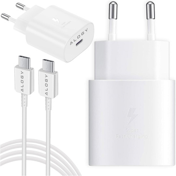 USB-C typ C PD Premium nástenná nabíjačka rýchla 45 W 3A kábel typu C 1M Alogy White