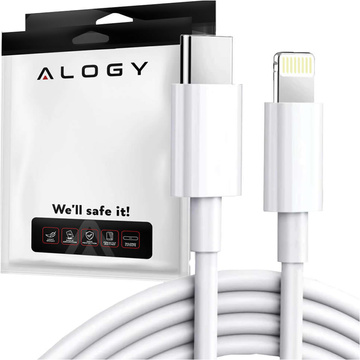 1m USB-C to Lightning cable Alogy Fast Charge iPhone charging cable 20W white