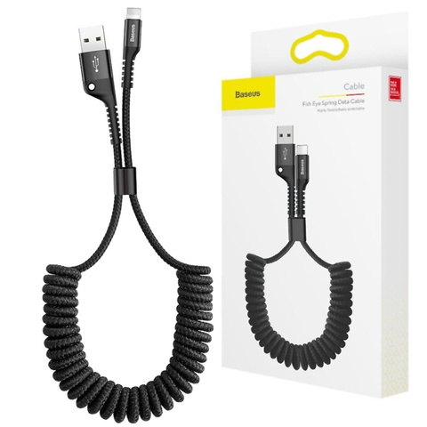 1m Baseus Spring USB to Lightning 2A Cable Black