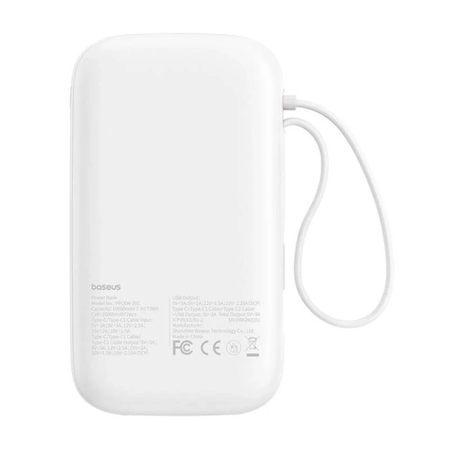 Powerbank Baseus QPow 2 20000mAh 30W 2xUSB-C (weiß)