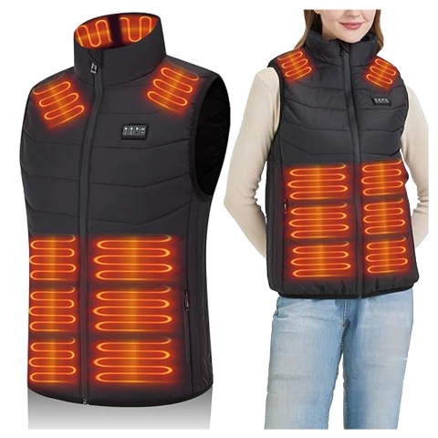 Kamizelka grzewcza z 28 strefami – 4-stopniowa regulacja temperatury, zasilanie USB, idealna na zimę i aktywności outdoor – Alogy ThermoVest™ Czarna (XL)