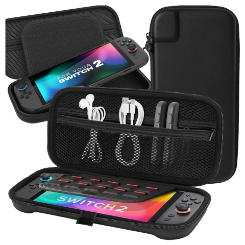 Pokrowiec Etui do Nintendo Switch 2 2025 Torba Ochronna Twarda EVA, Wodoodporna, Lekka, z Uchwytami i przegrodami akcesoria Alogy HardFoamBag™ – Czarna