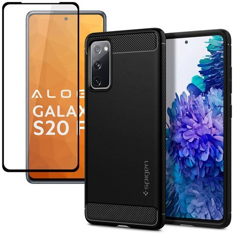 Etui Spigen Rugged Armor do Samsung Galaxy S20 FE Matte Black + Szkło Alogy Full