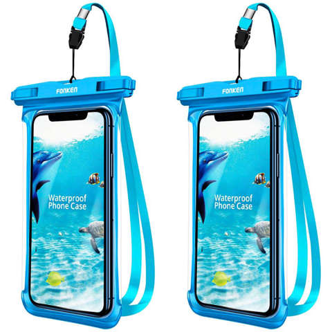 2x Etui wodoodporne wodoszczelne case na telefon Fonken uniwersalne IPX8 do 6.5 Niebieskie