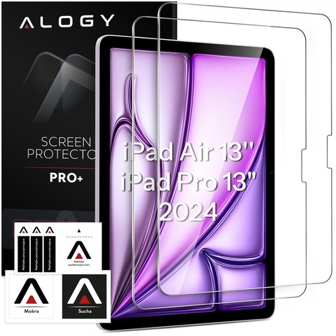 2x Szkło hartowane do Apple iPad Air 13" 6 gen. 2024 / iPad Pro 13" 7 gen. 2024 Alogy Screen Protector Pro+ 9H 