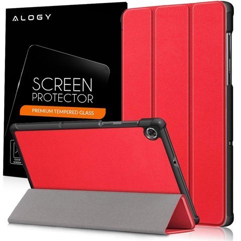 Etui Alogy Book Cover do Lenovo M10 Gen 2 TB-X306 Czerwone + Szkło