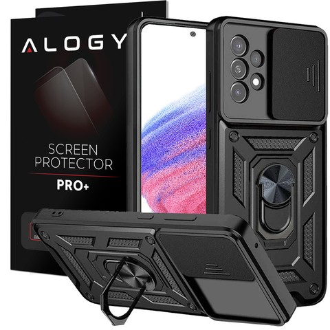 Etui Alogy Camshield Stand Ring z osłonką na aparat do Samsung Galaxy A53 / A53 5G + Szkło