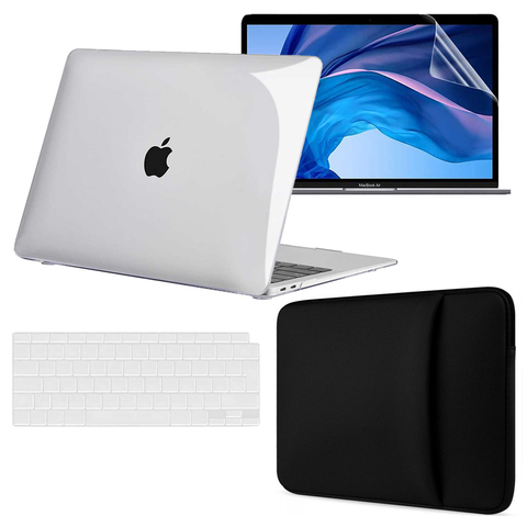 Etui Alogy Hard Case do Apple MacBook Air 13 M1 2021 Przezroczyste + Folia + Nakładka na klawiaturę + Torba Neopren