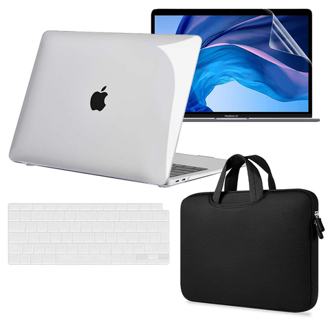 Etui Alogy Hard Case do Apple MacBook Air 13 M1 2021 Przezroczyste + Folia na ekran + Nakładka na klawiaturę + Torba