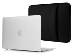 Etui Alogy Hard Case mat mleczne + pokrowiec neopren czarny do MacBook Air 2018 13
