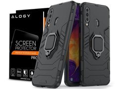 Etui Alogy Stand Ring Armor do Samsung Galaxy A60/M40 czarne + Szkło Alogy