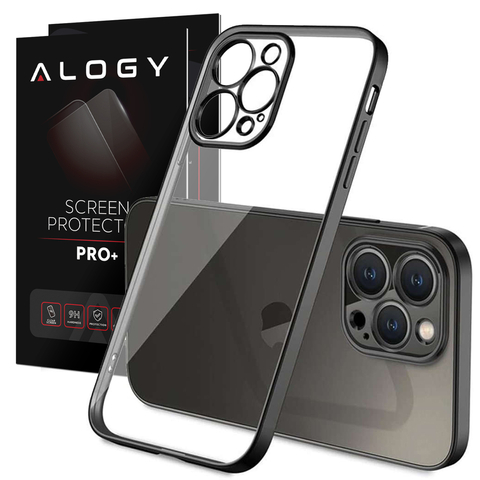 Etui Alogy TPU Luxury Case z osłonką na aparat do Apple iPhone 13 Pro czarno-przezroczyste + Szkło