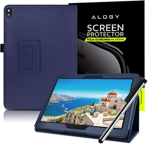 Etui Stand Cover Alogy stojak do Lenovo Tab M10 10.1 TB-X505 F/L Granatowe + Folia + Rysik