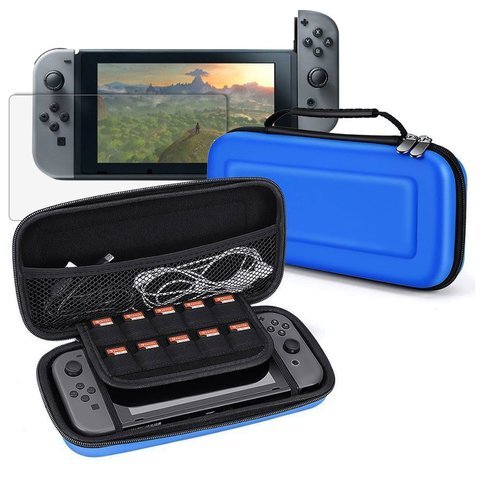 Etui futerał pokrowiec Alogy do konsoli Nintendo Switch Niebieskie 02 + Szkło