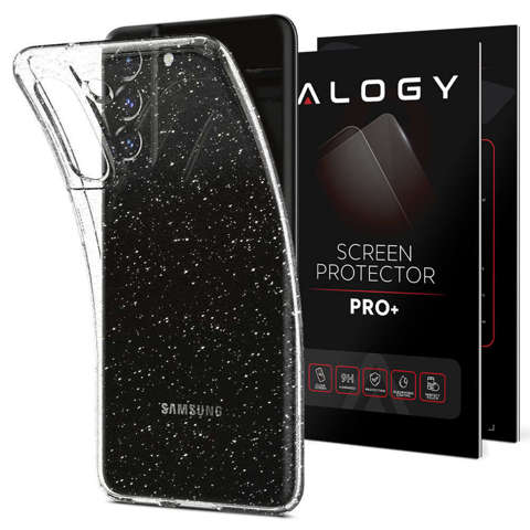 Etui na telefon do Samsung Galaxy S21 FE Glitter Spigen Liquid Crystal + Szkło