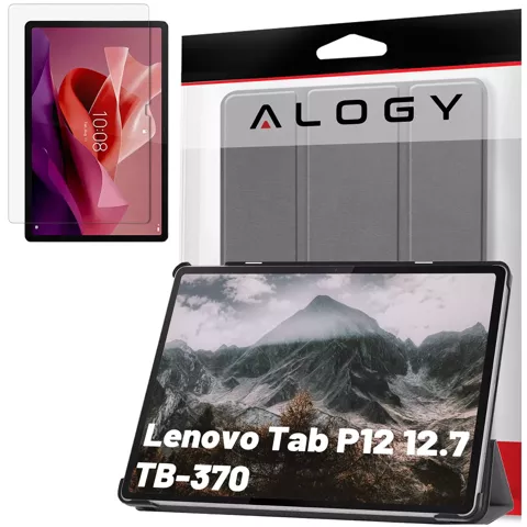 Etui ochronne do Lenovo Tab P12 12.7 TB-370 obudowa na tablet Alogy Book Cover Case Szare + Szkło