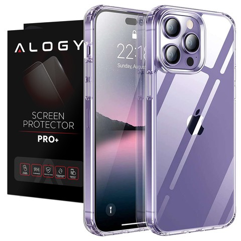 Etui ochronne obudowa Alogy Hybrid Case do Apple iPhone 14 Pro Przezroczyste + Szkło