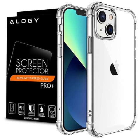 Etui pancerne ShockProof Alogy do Apple iPhone 13 6.1 Przezroczyste + Szkło