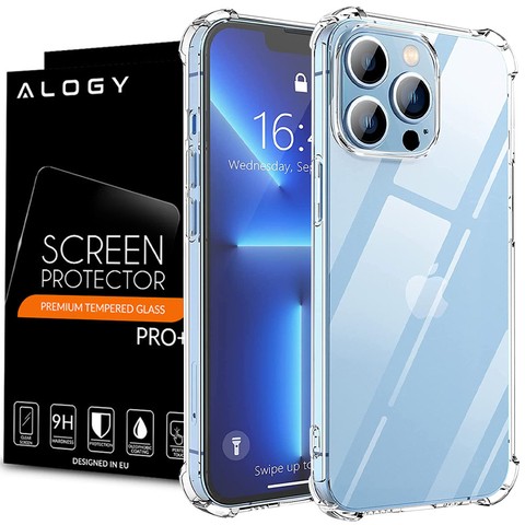 Etui pancerne ShockProof Alogy do Apple iPhone 13 Pro Max 6.7 Przezroczyste + Szkło