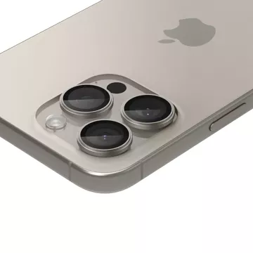 2 x Osłona Aparatu Spigen Optik.TR ”Ez Fit” Camera Protector do iPhone 14 Pro / Pro Max / 15 Pro / Pro Max Natural Titanium