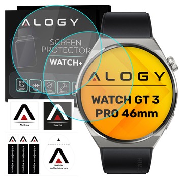 2x Szkło Hartowane do Huawei Watch GT3 GT 3 Pro 46mm ochronne na smartwatch Alogy Screen Protector Watch+