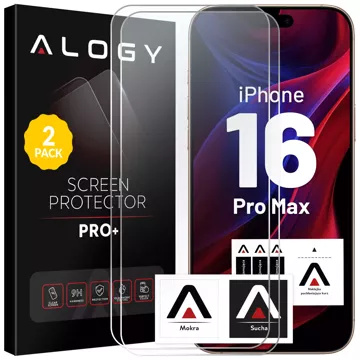 2x Szkło hartowane do Apple iPhone 16 Pro Max ochronne szkiełko na ekran 9H Alogy Heavy Pro+™️ [2szt]